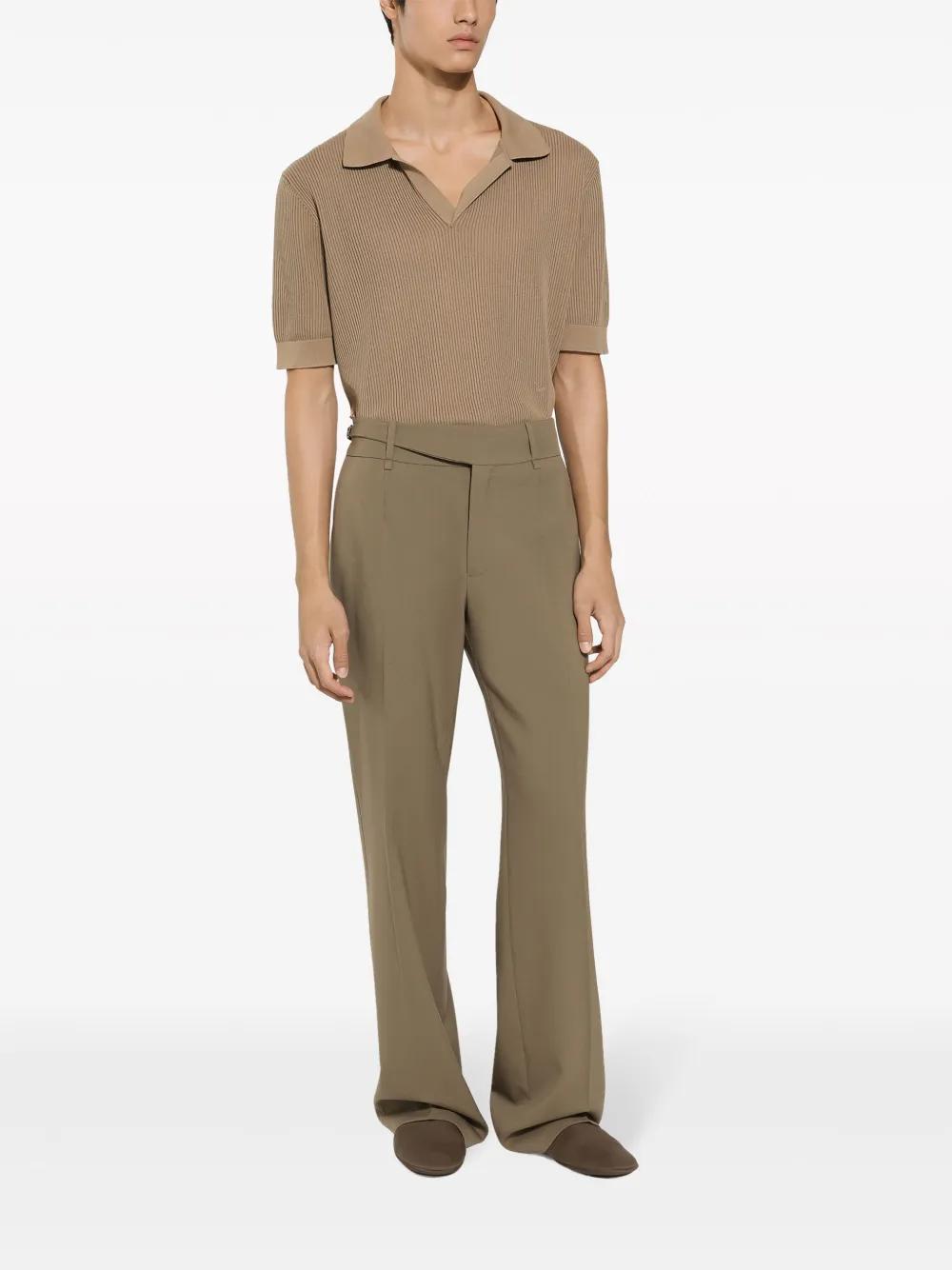 ribbed-knit cotton polo shirt Product Image