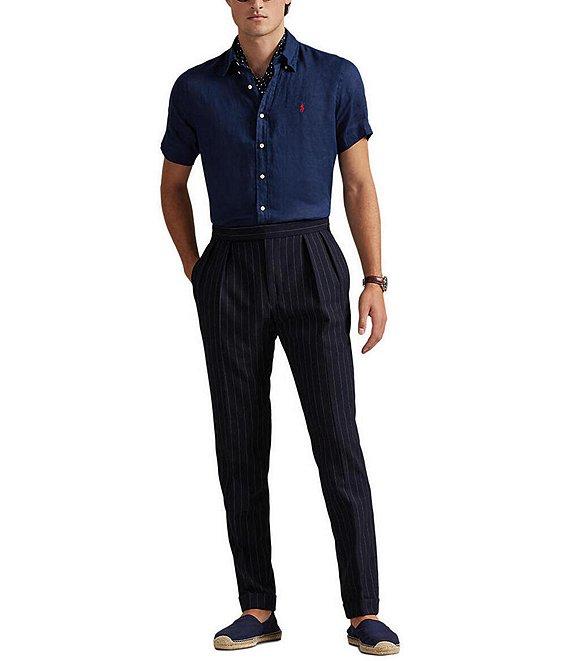 Polo Ralph Lauren Solid Linen Short Sleeve Woven Shirt Product Image