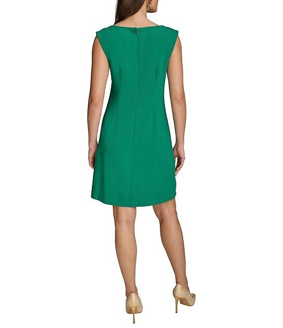 Donna Karan Cady Crepe Boat Neck Cap Sleeve Button Front Detail Sheath Dress Product Image