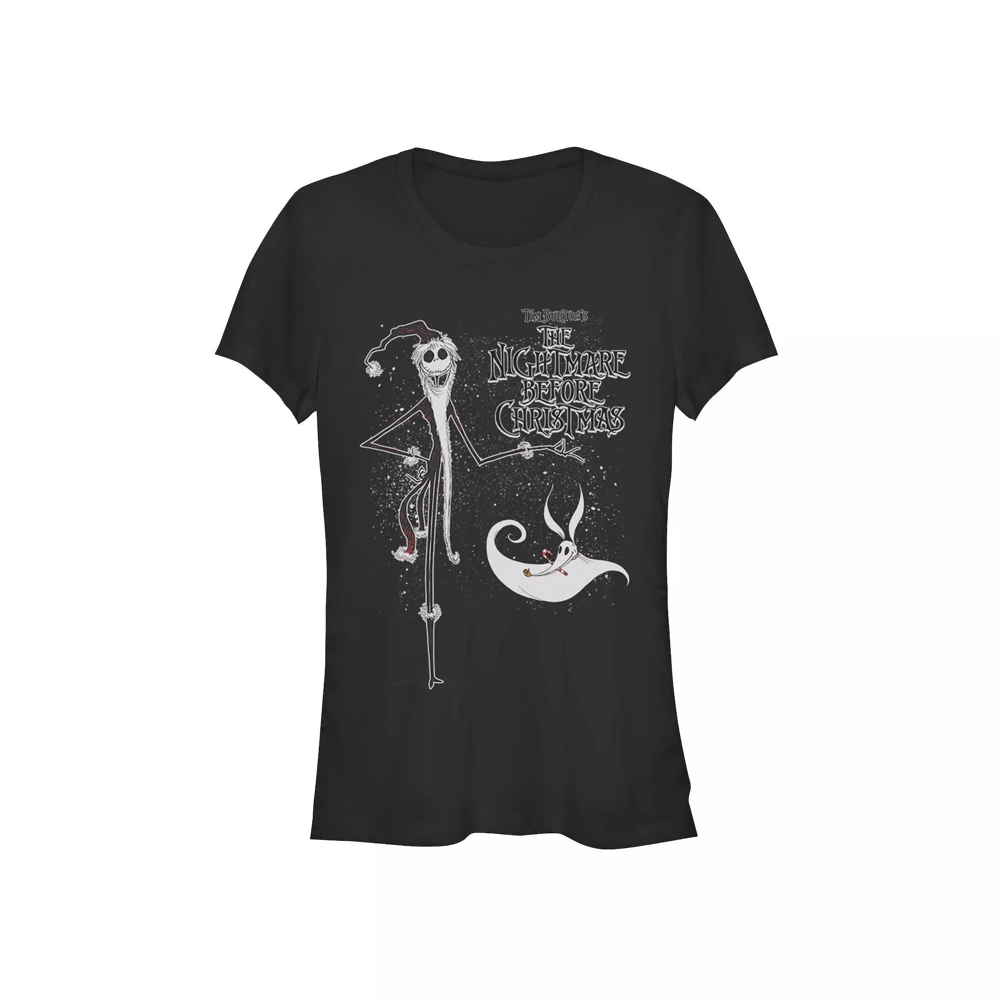 Disney's The Nightmare Before Christmas Jack Skellington and Zero Saint Nick Outfit Juniors' Fitted Graphic Tee, Girl's, Size: XXL, Black Product Image