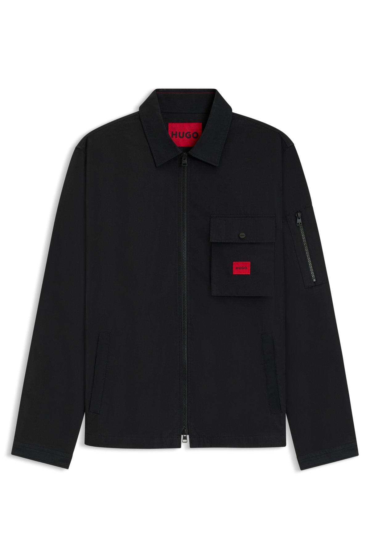 Zip-up canvas overshirt with logo label Product Image