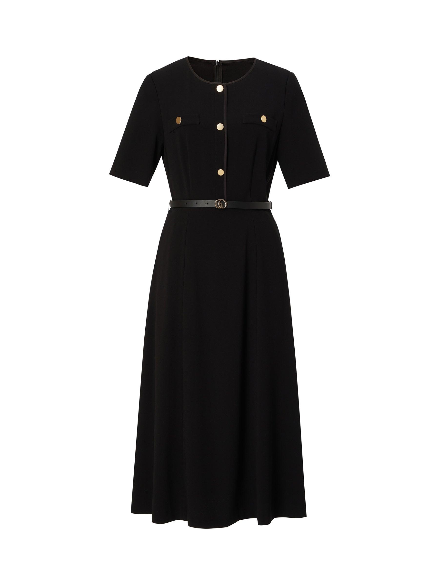 Triacetate Blend Women Midi Dress With Belt Product Image
