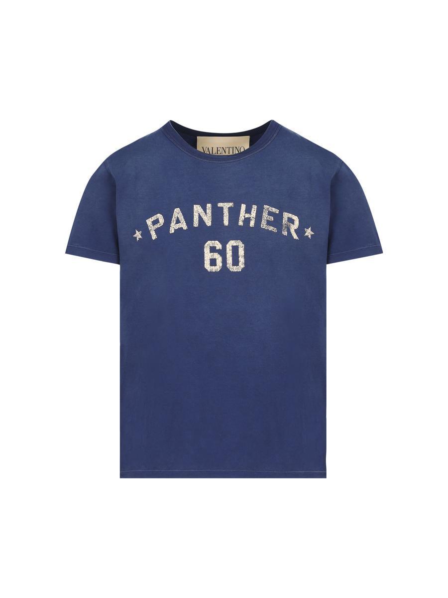 VALENTINO Garavani Navy Cotton T-shirt In Blue Product Image