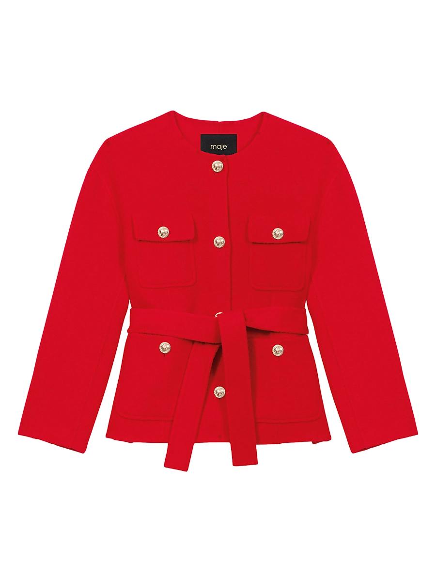 Womens Belted Double-Faced Jacket Product Image