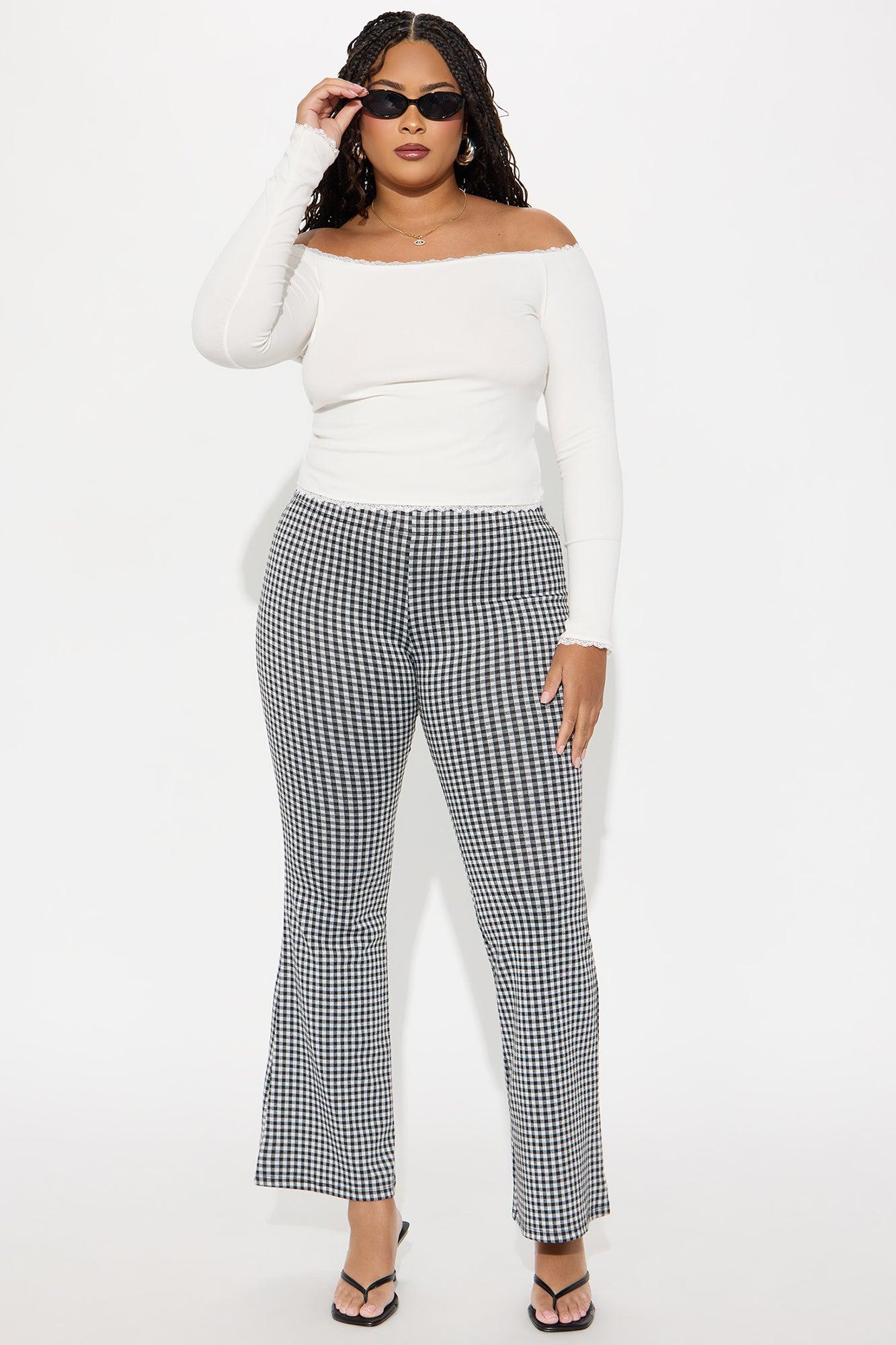 Mellie Gingham Flare Pant - Black/combo Product Image