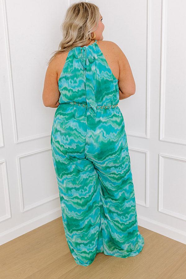 Gala Glam Watercolor Jumpsuit in Green Curves Product Image