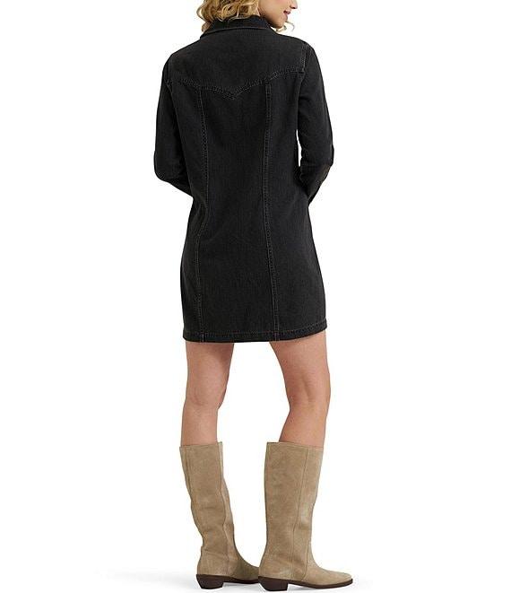 Wrangler® Western Style Long Sleeve Denim Dress Product Image