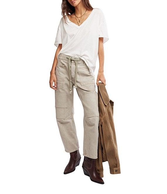 Free People Moxie Low Rise Pull-On Oversized Patch Pockets Barrel Jeans Product Image