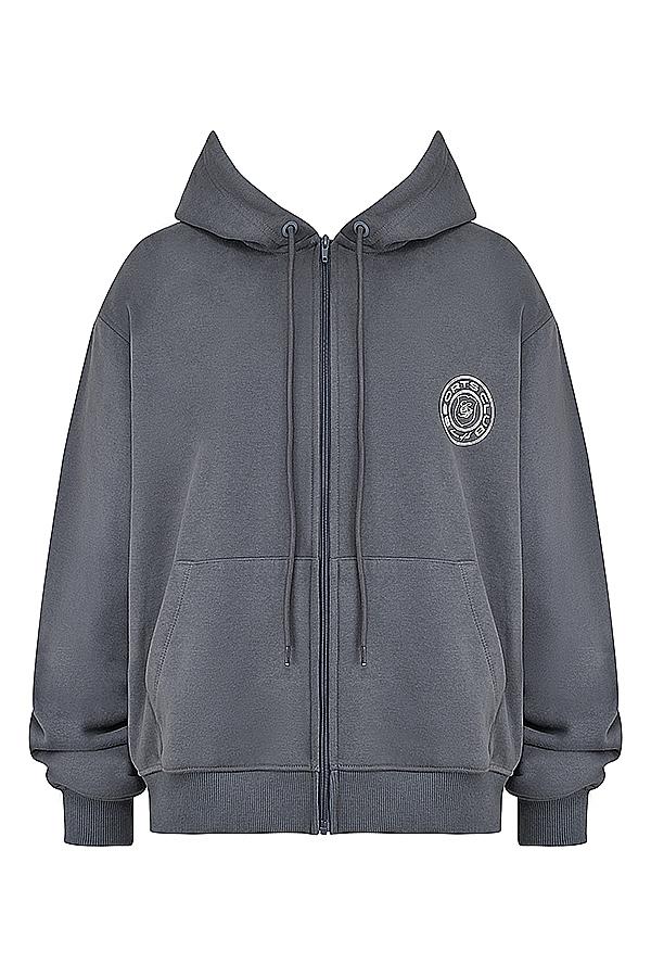 Mirage  slate cotton fleece-back zip through hoodie Product Image
