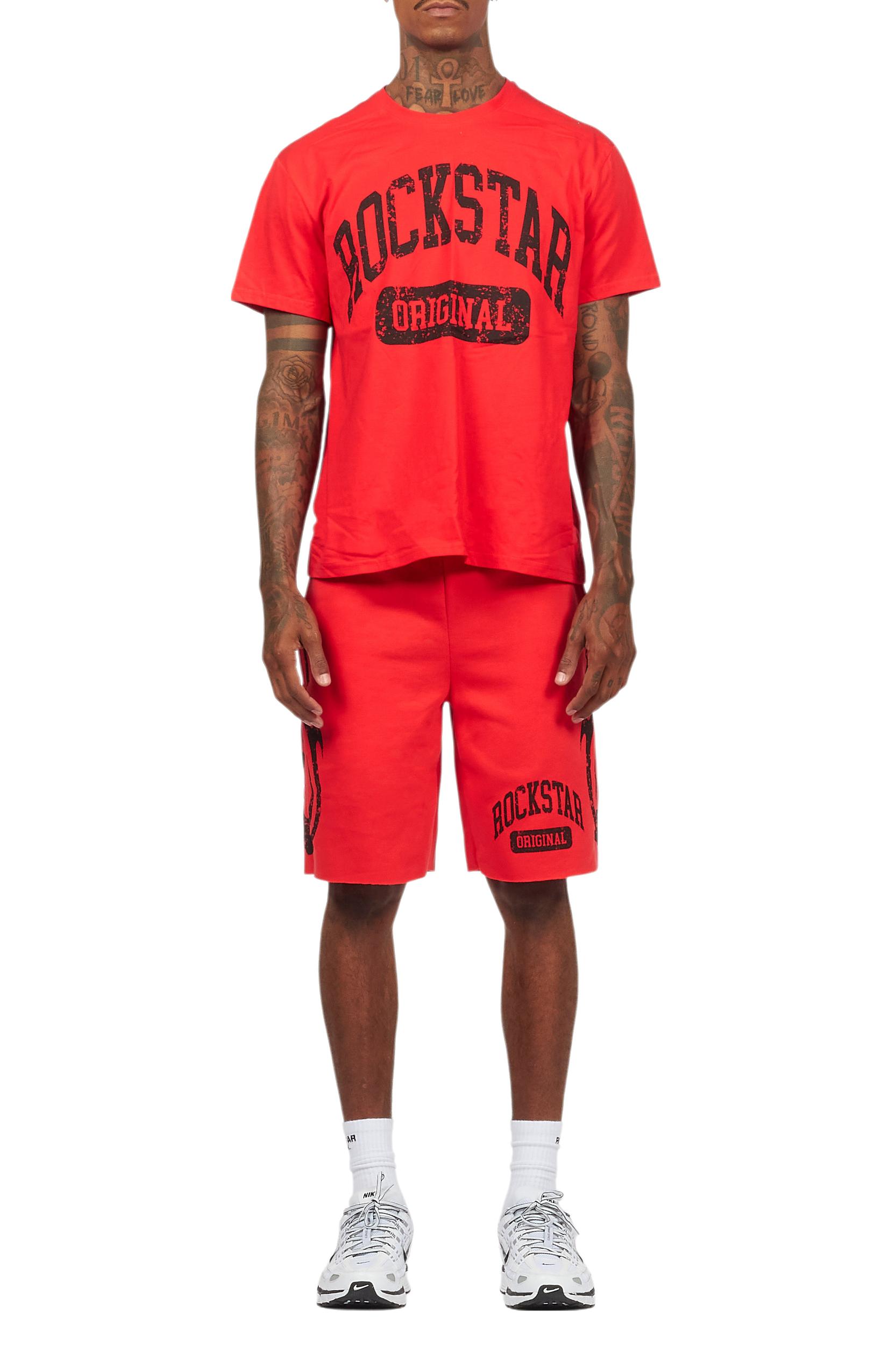 Members Red/Black T-Shirt/Short Set Male Product Image