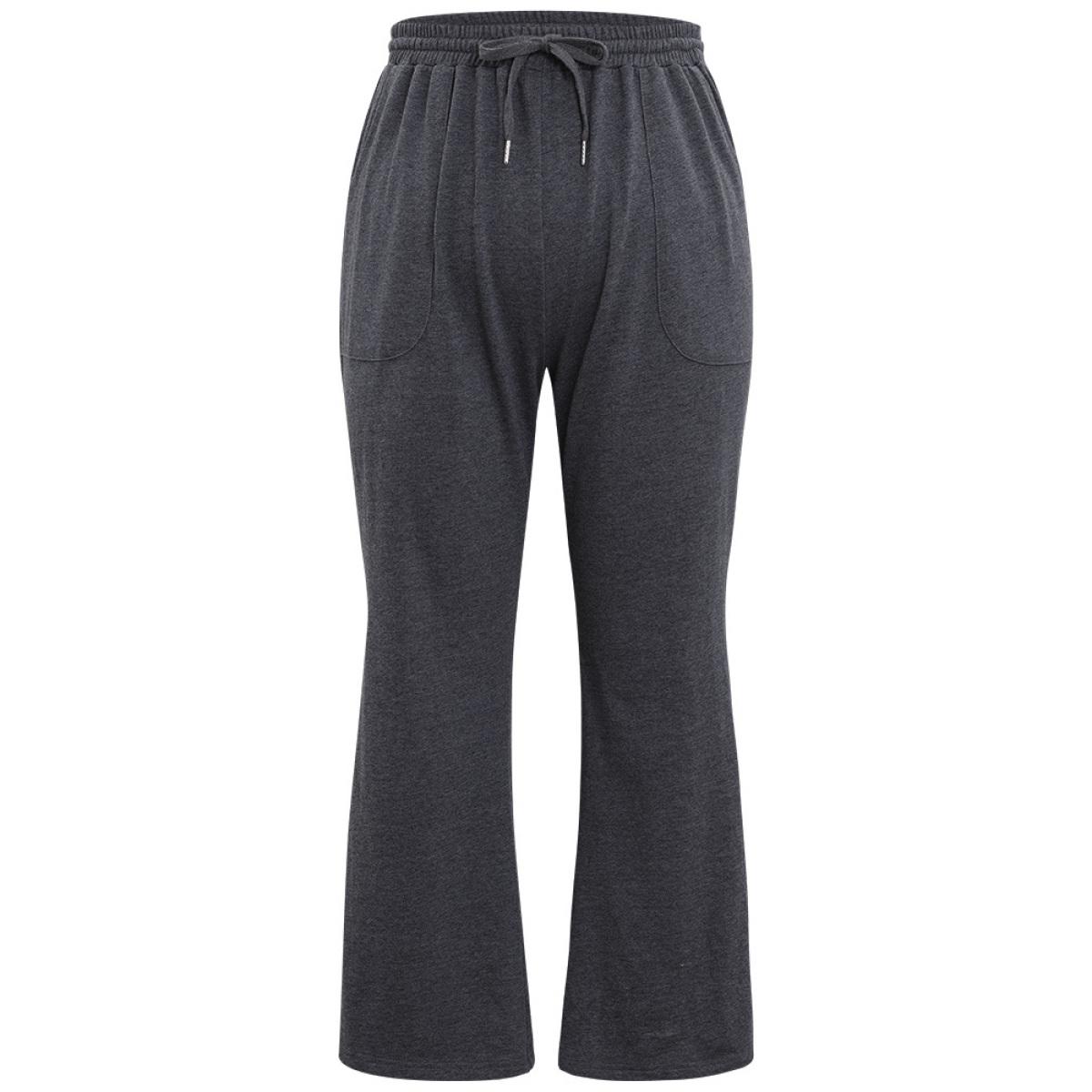 Plain Drawstring Slant Pocket Sweatpants DimGray Plus Size Women Casual Dailywear Plain 10/M Bloomchic Product Image