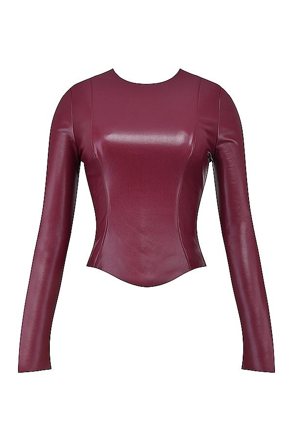 Mylah  wine vegan leather top Product Image