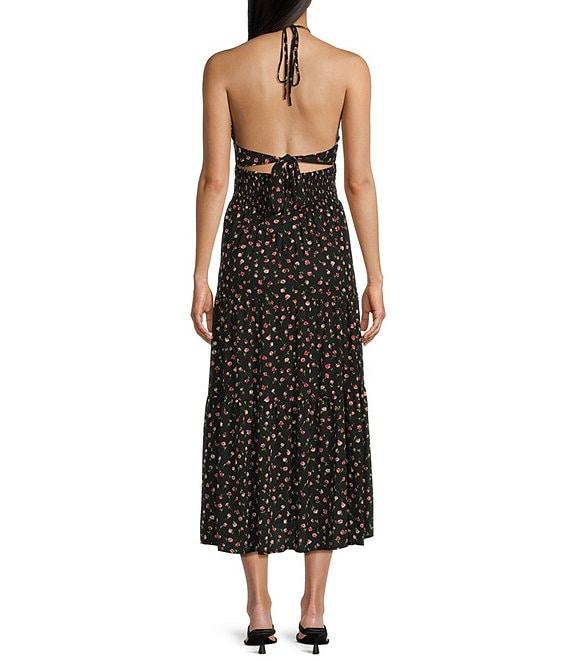 C&V Chelsea & Violet Ditsy Floral Printed Halter Midi Dress Product Image