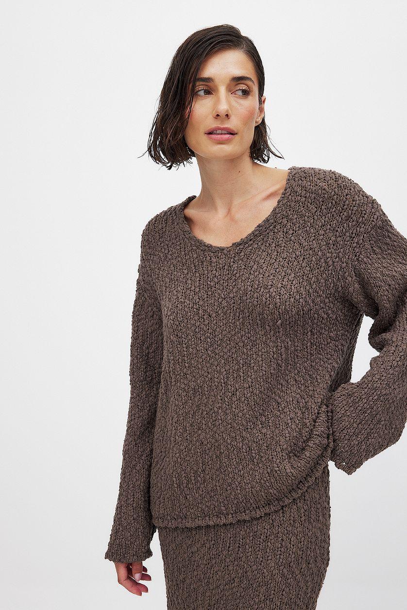 Structured Knitted V-Neck Sweater Product Image