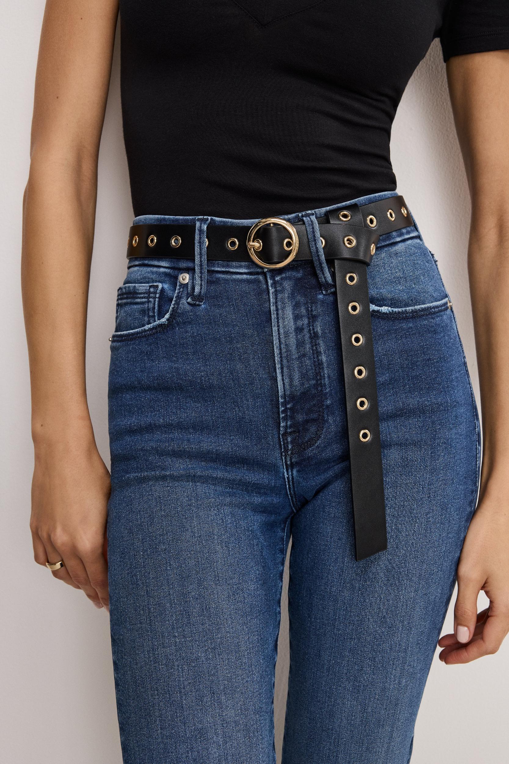 SKINNY EYELET BELT | BLACK001 Product Image