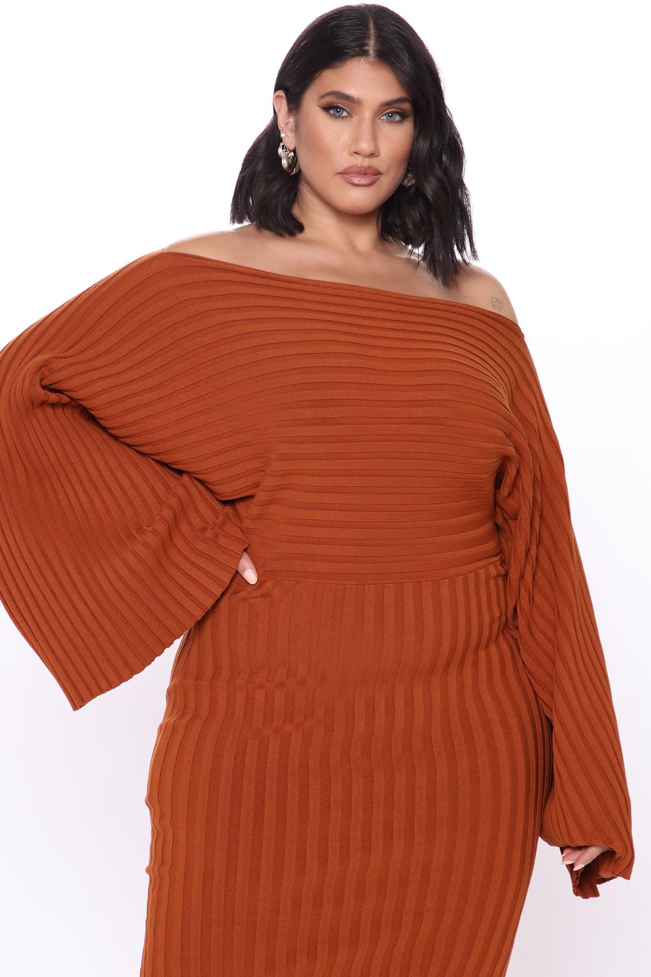 Heather Sweater Midi Dress - Cognac Female Product Image