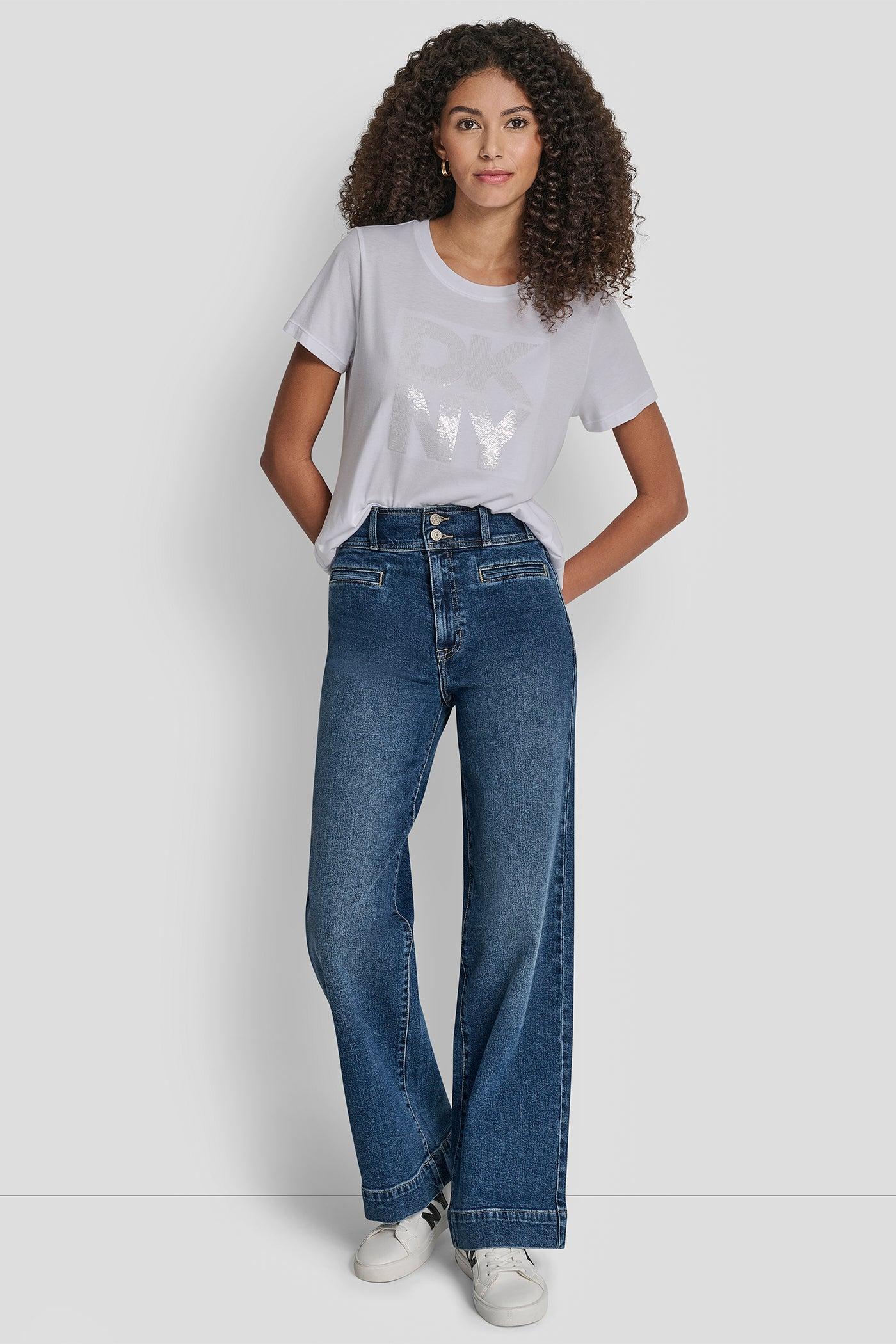 DKNY SEQUIN LOGO CREW NECK TEE Product Image