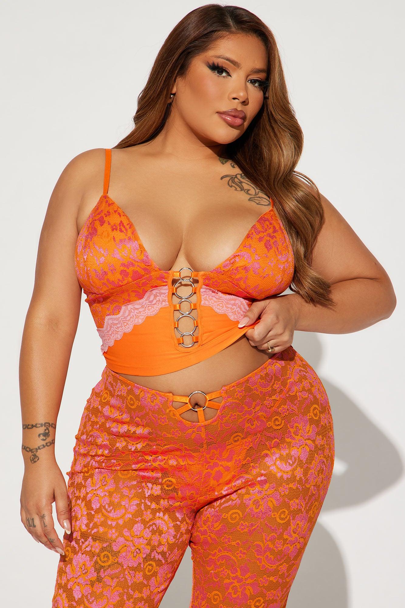 Secret Desire Lace Pant Set - Orange Product Image