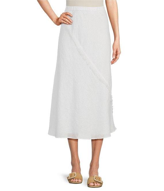 DKNY Linen Pull-On A-Line Midi Skirt Product Image