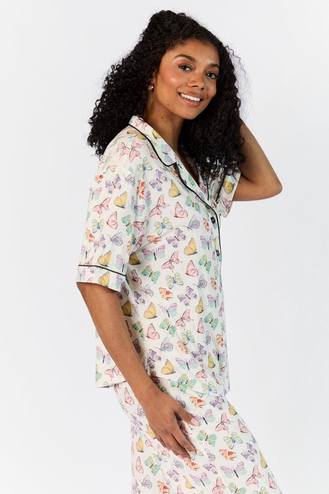 Good To Get Away Butterfly Short Sleeve Pajama Top FINAL SALE Product Image