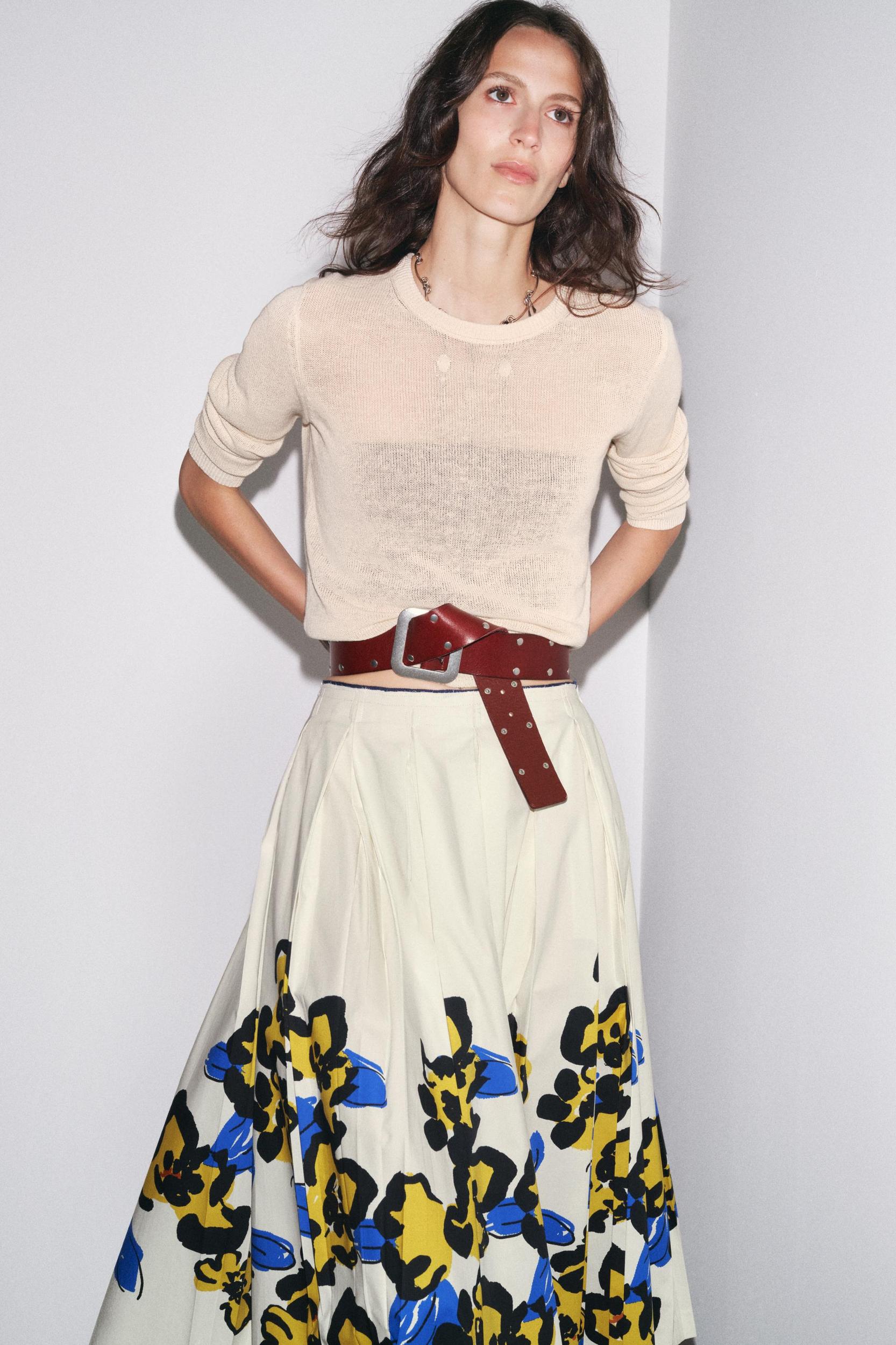 ZW COLLECTION PRINTED PLEATED SKIRT Product Image