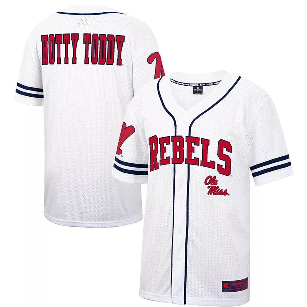 Men's Colosseum White/Navy Ole Miss Rebels Free Spirited Baseball Jersey, Size: 2XL Product Image
