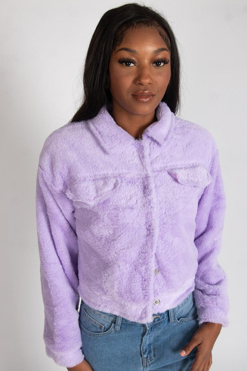 Cropped Faux Fur Shacket Product Image