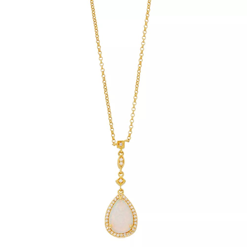 Gemminded 18k Gold Lab-Created Opal Pendant Necklace, Womens Gold Tone Product Image