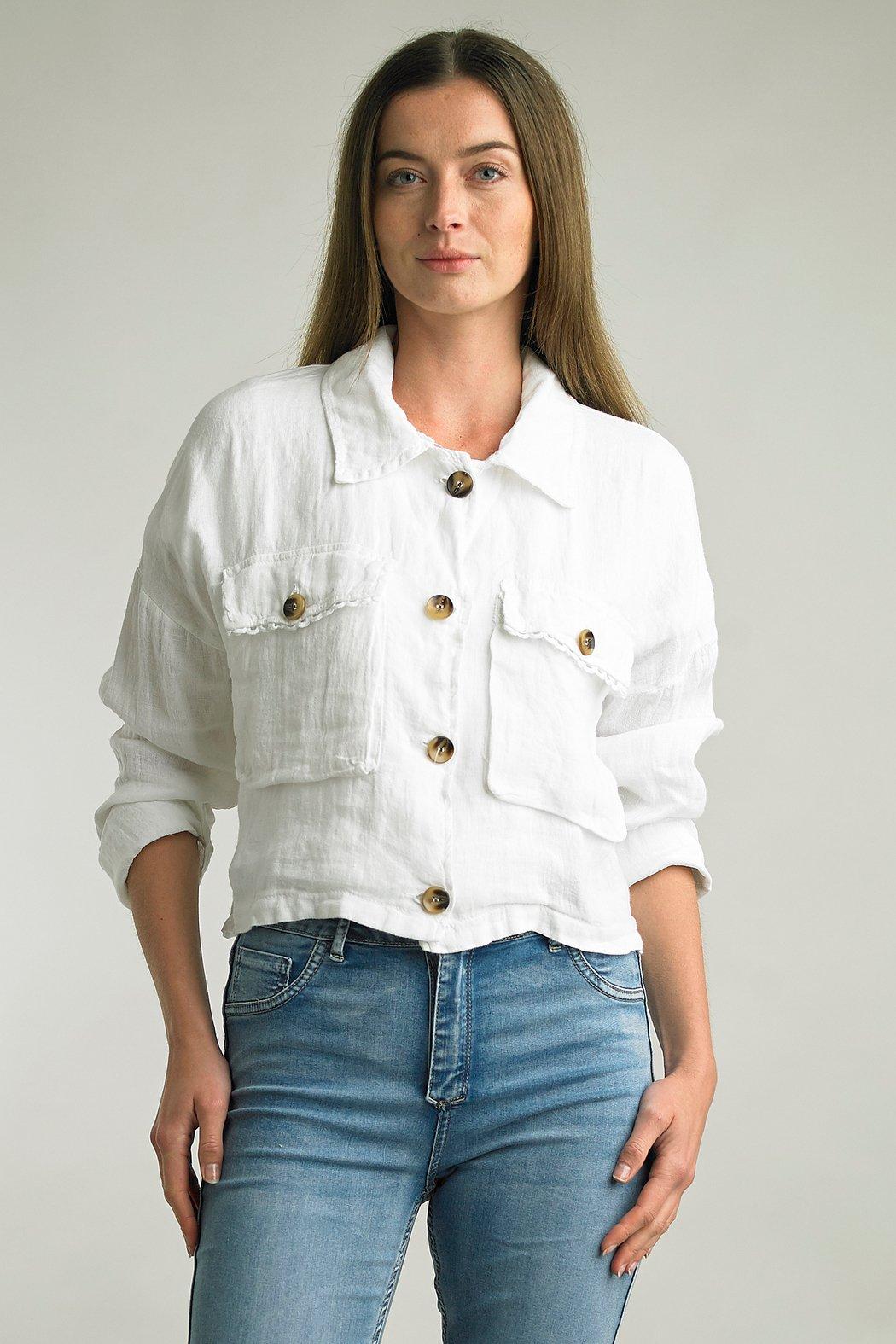 White Linen Jacket Product Image