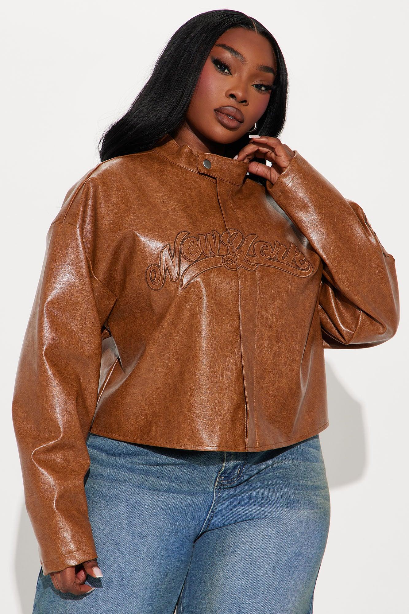 Around The City Faux Leather Jacket - Brown Female Product Image