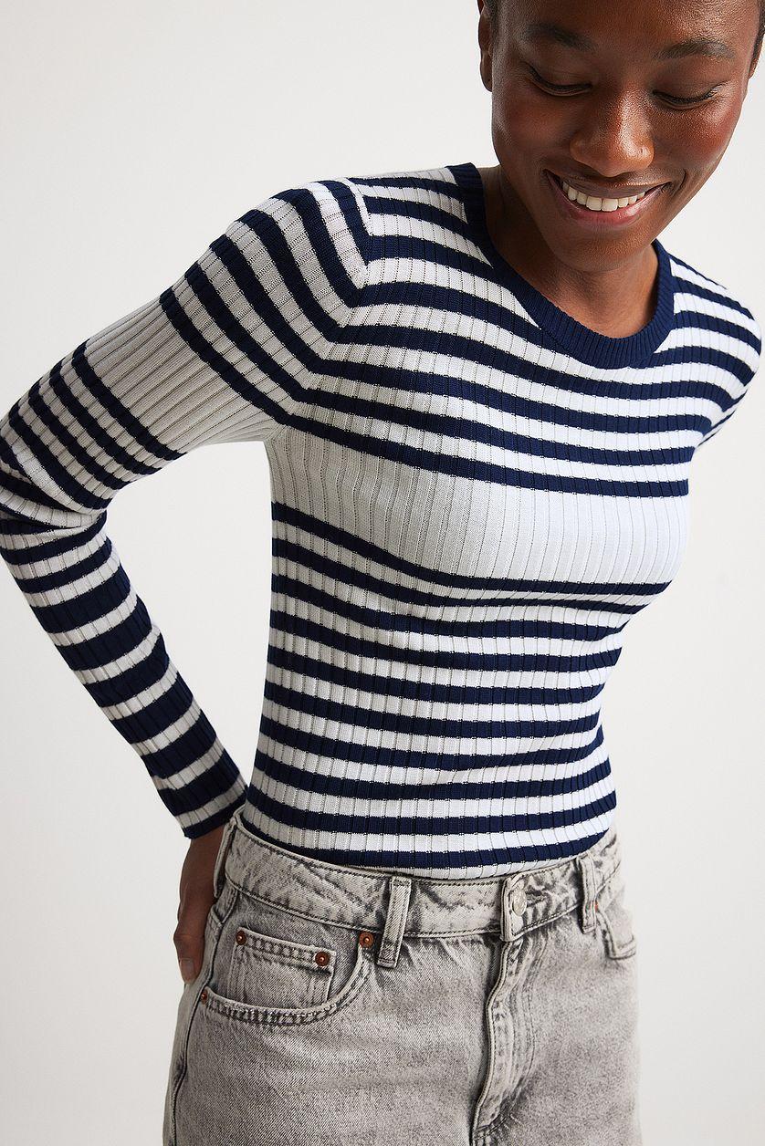 Fine Knitted Striped Sweater Product Image