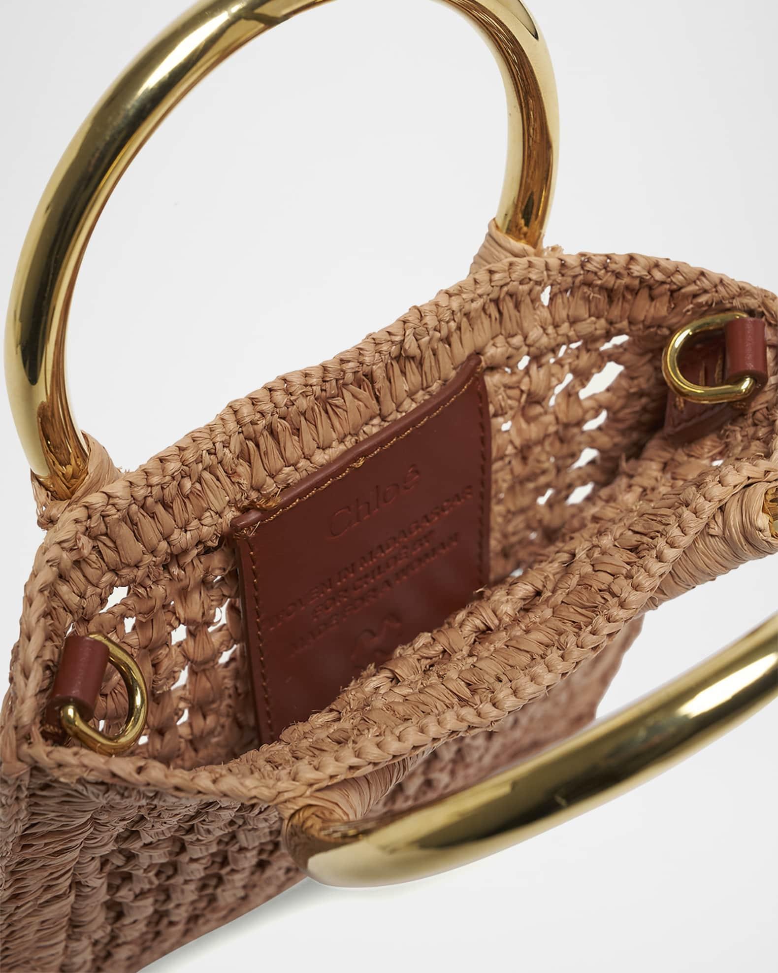 Summer Banana Tote Bag in Crochet Paper and Leather  Product Image