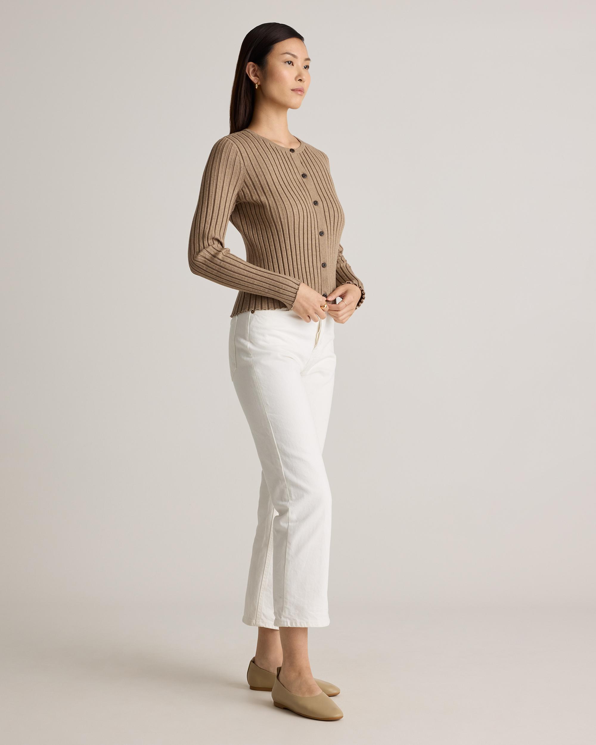 Quince | Women's Eco-Knit Cropped Rib Cardigan Sweater Product Image