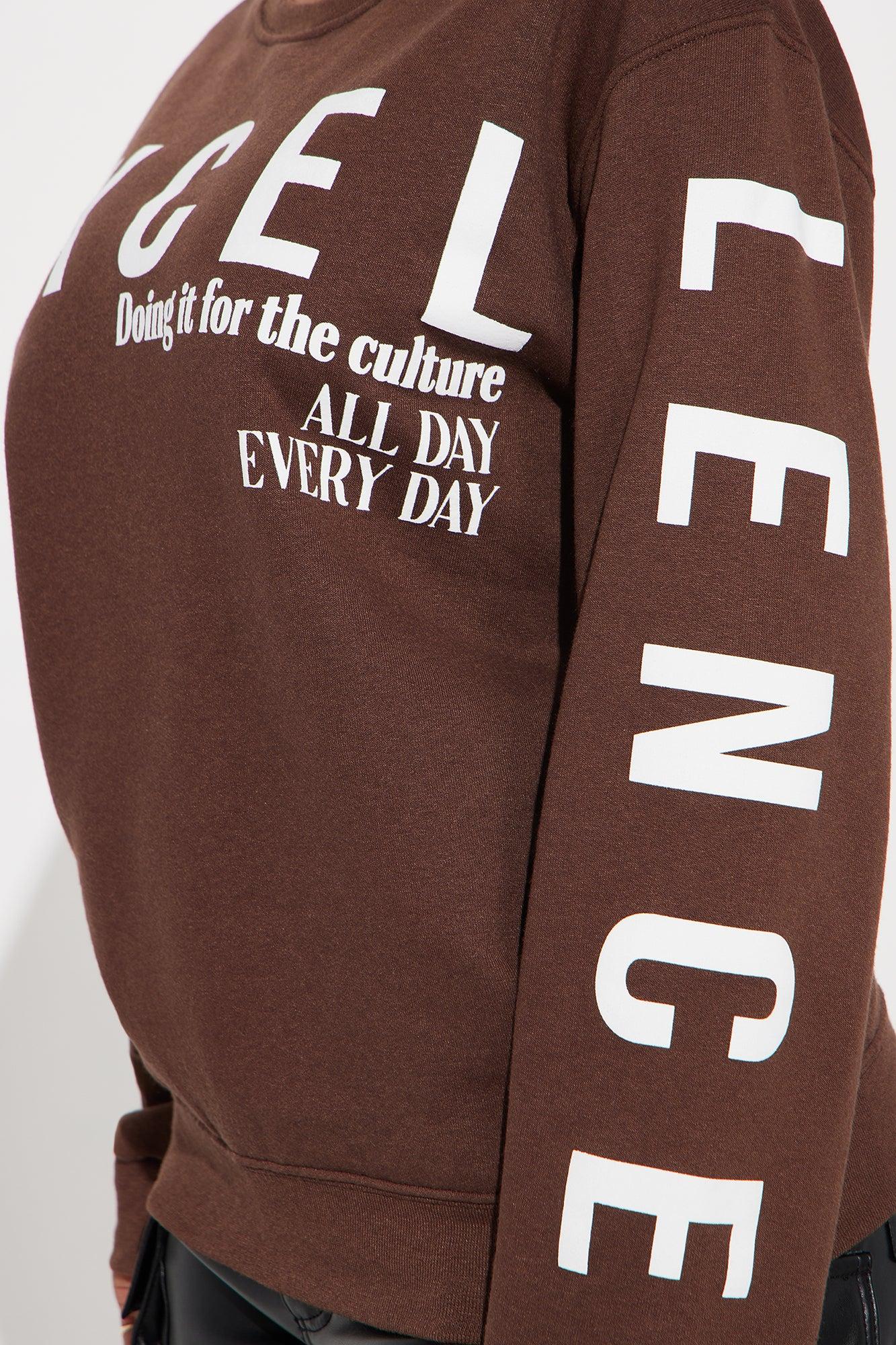 Black Excellence Crew Neck Sweatshirt - Brown Product Image