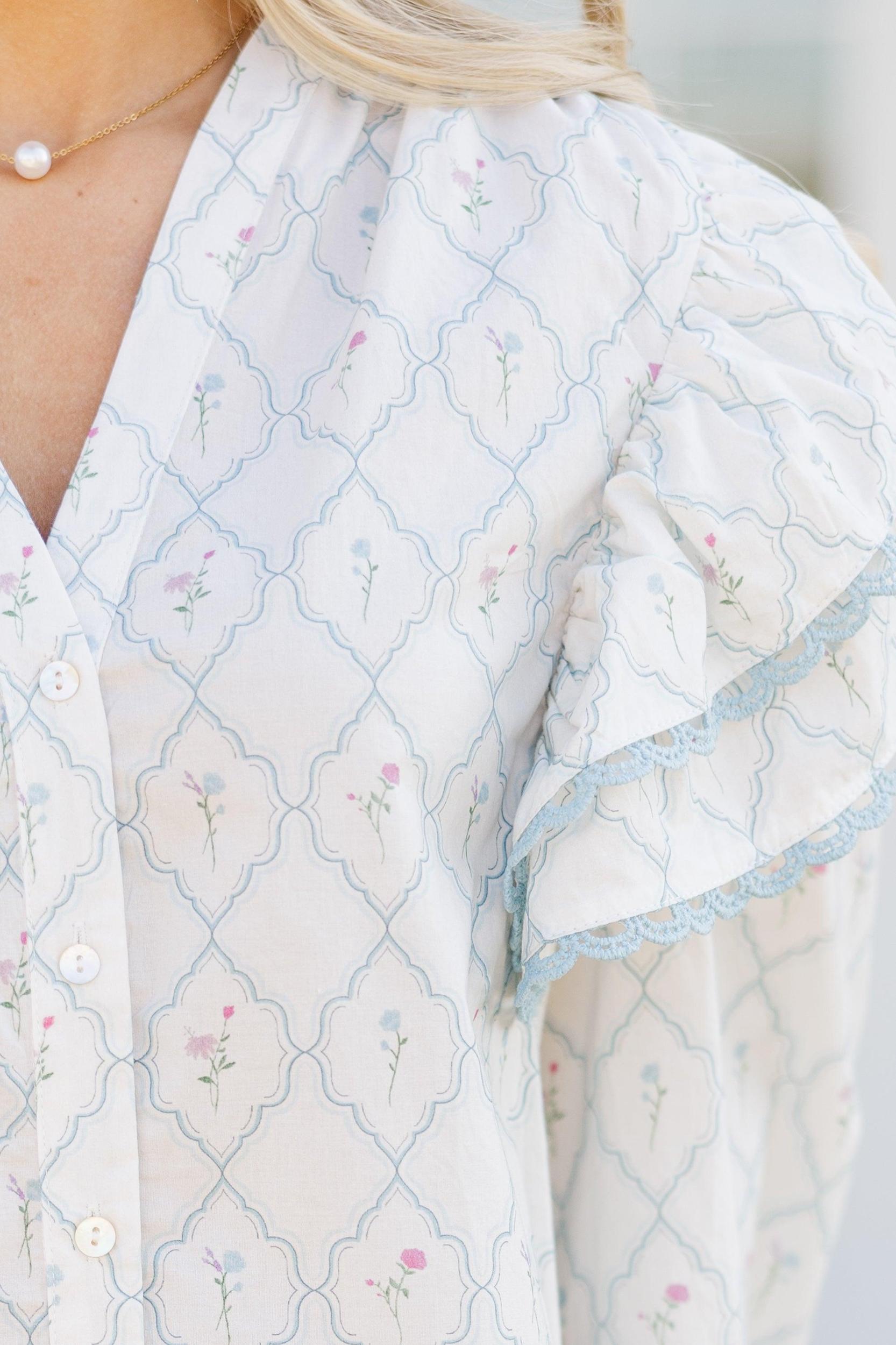 The Rendezvous Cream Medallion Blouse Female Product Image