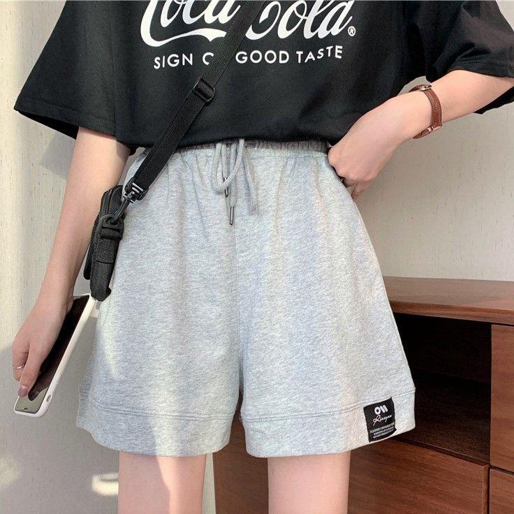 High Waist Wide-Leg Sweatshorts Product Image