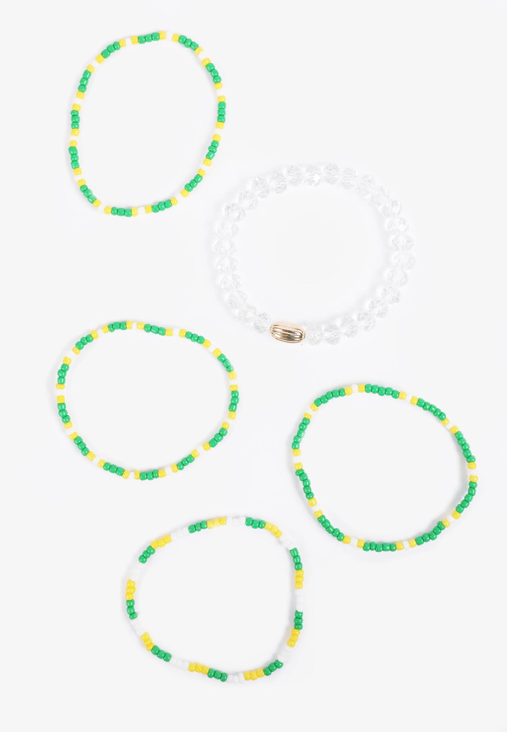 Game Day Green And Yellow Stretch Bracelet Set Product Image