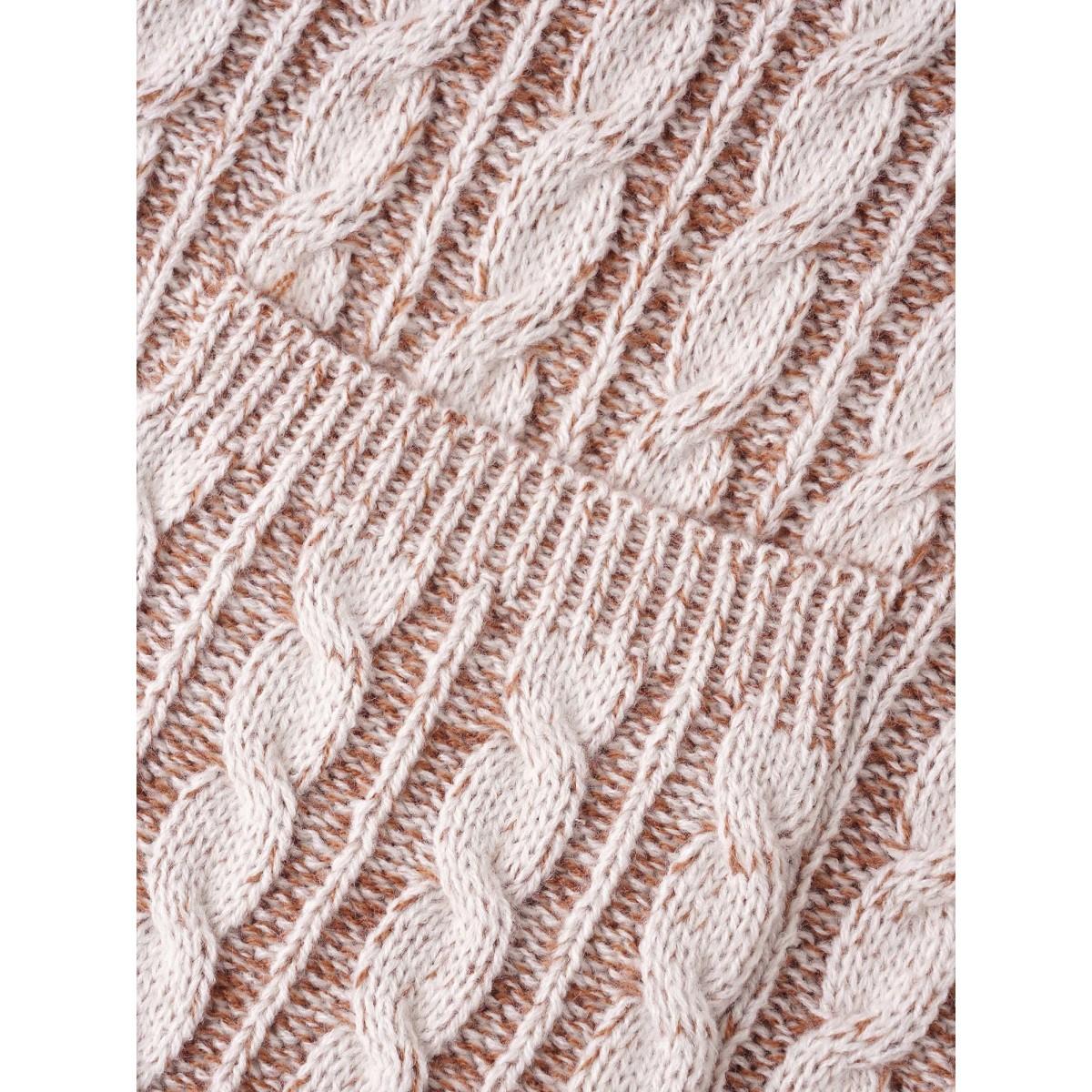 Plus Size Texture Cable Knit Patch Pocket Cardigan Browncoffeecolor Women Casual Loose Long Sleeve Everyday Cardigans BloomChic 30/6X Product Image