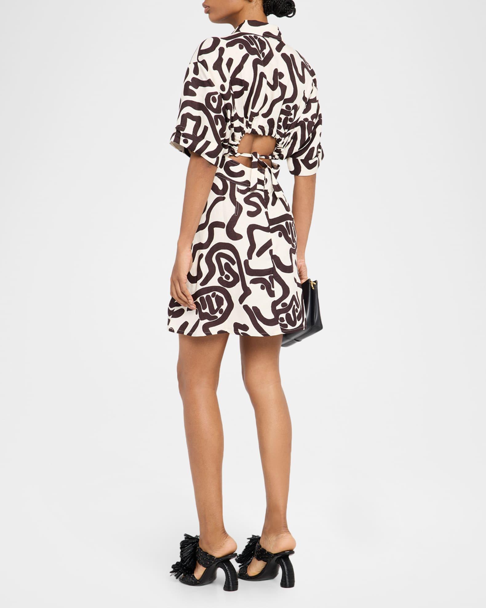 Camelia Printed Short-Sleeve Open-Back Mini Dress Product Image