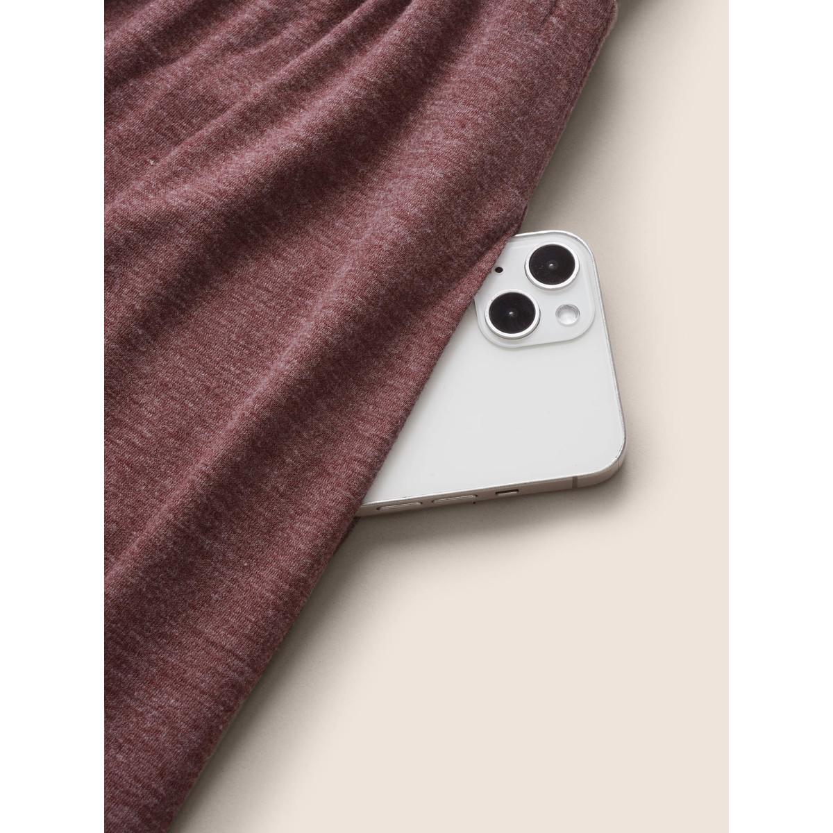 Plus Size Supersoft Essentials Shirred Ruffle Cap Sleeve Dress Scarlet Women Basics Non Round Neck Cap Sleeve Curvy Midi Dress BloomChic 18-20/2X Product Image