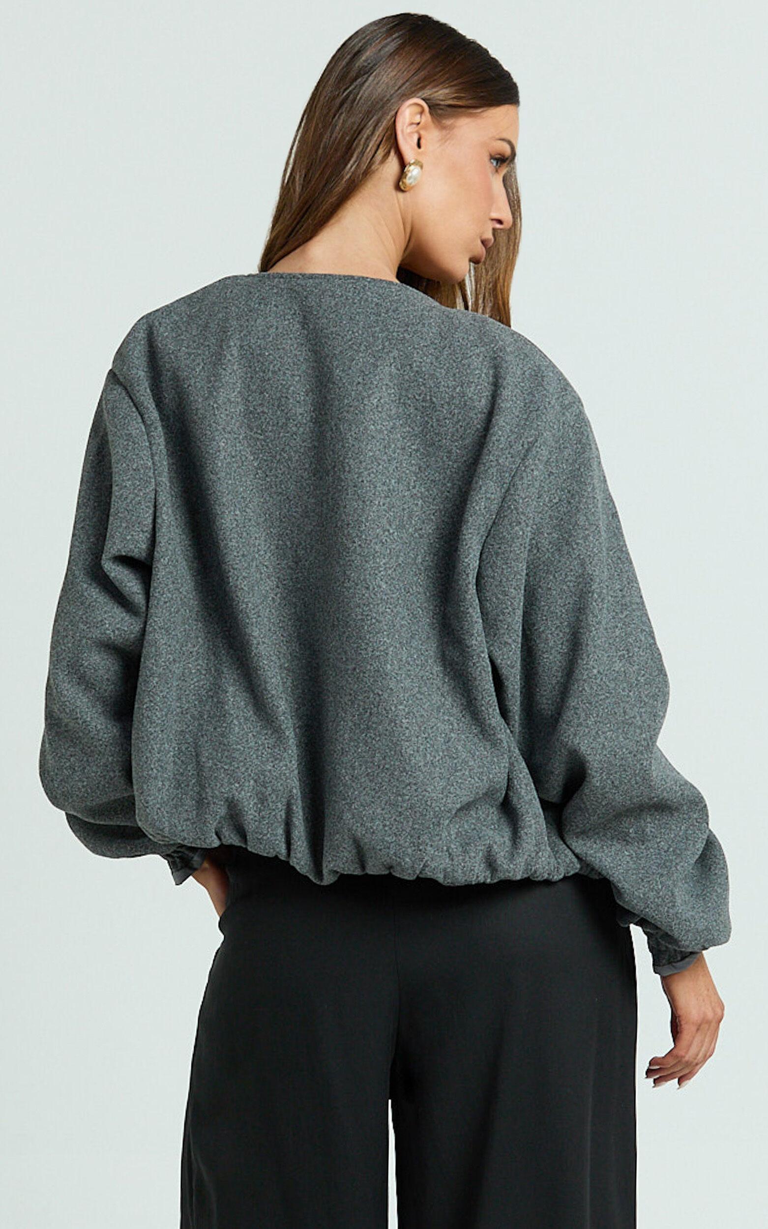 Marvin Jacket - Wool Look Bomber Jacket in Charcoal Product Image