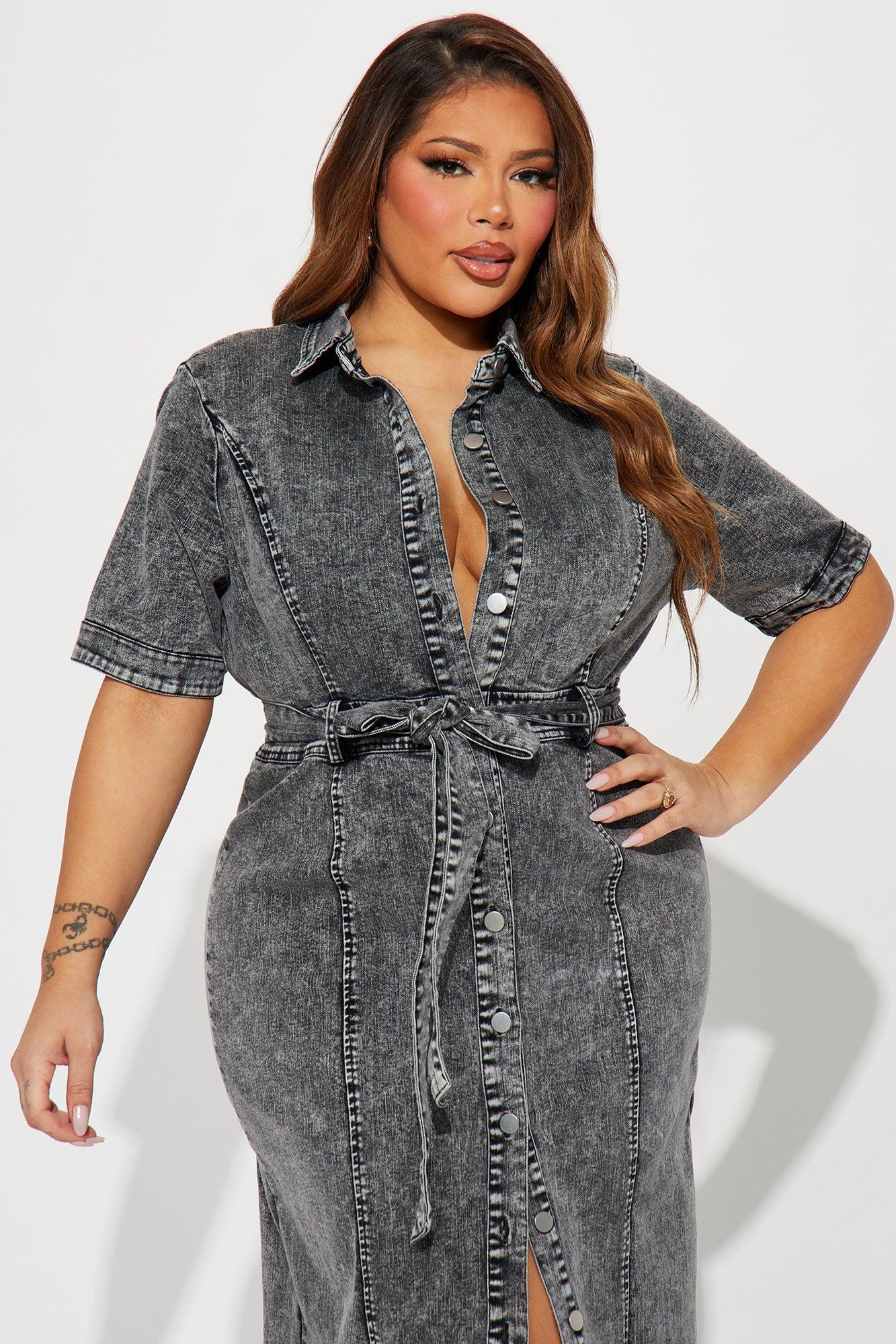Kara Denim Maxi Dress - Dark Wash Product Image