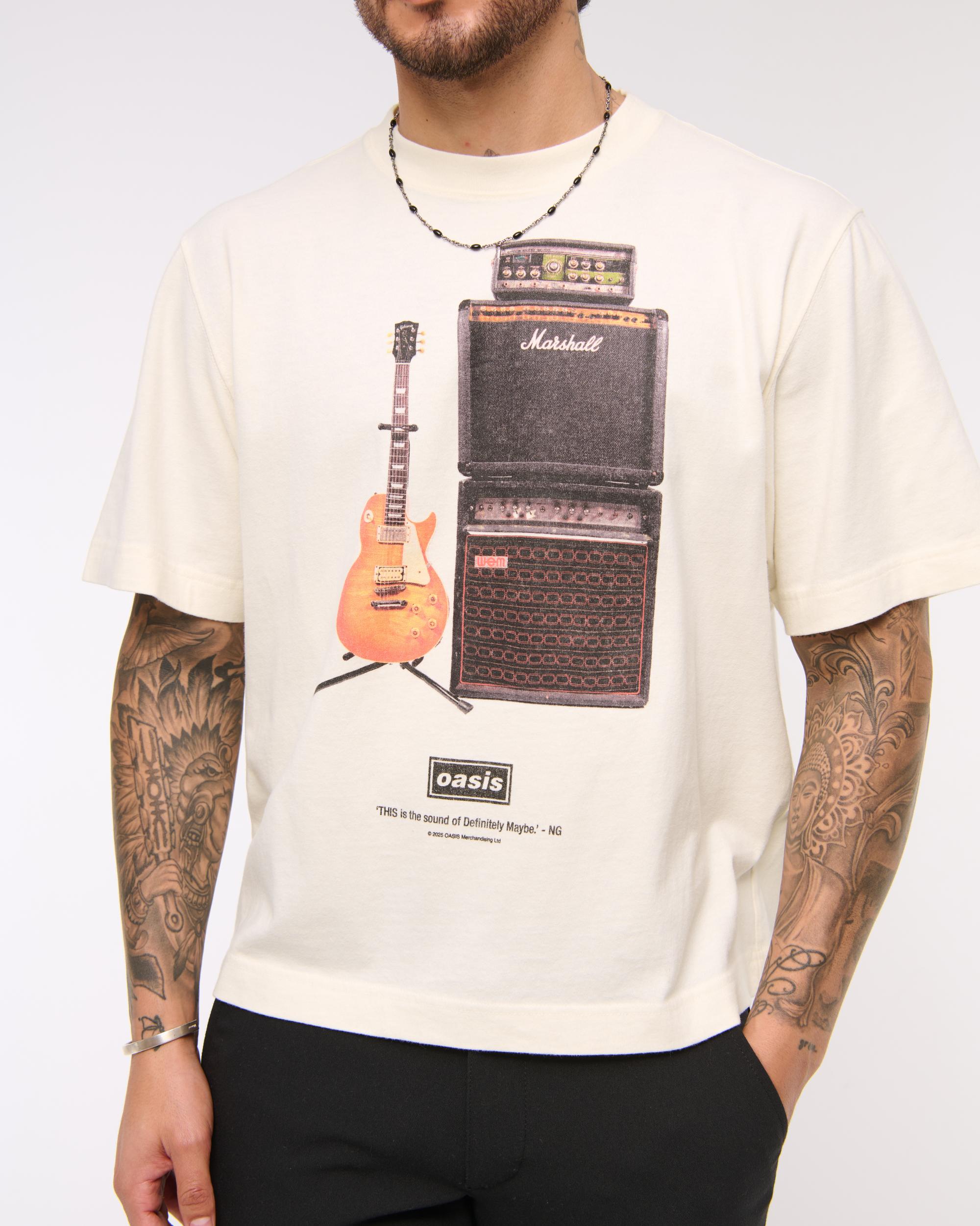Oasis Vintage-Inspired Cropped Graphic Tee Product Image