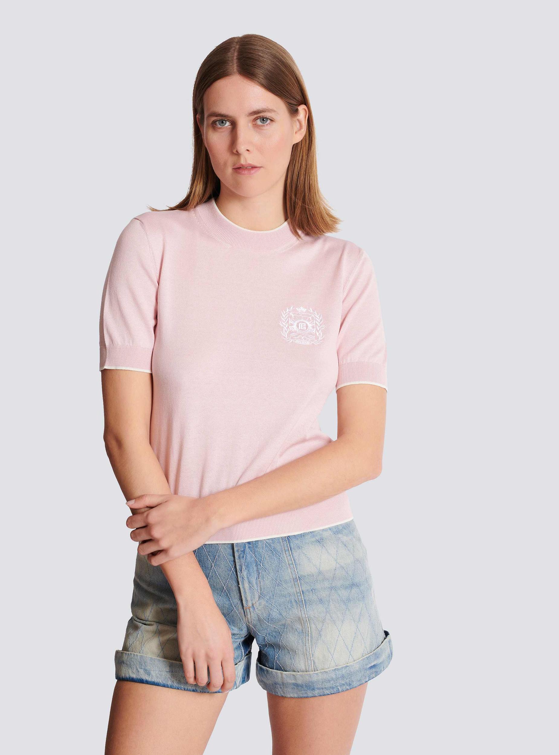 Balmain Emblème-embroidered knit top Product Image