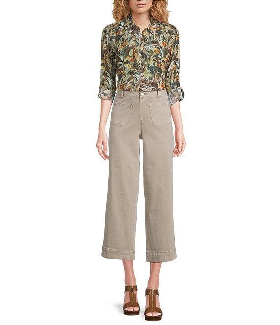 APNY Woven Spread Collar Long Sleeve Button Down Blouse Product Image