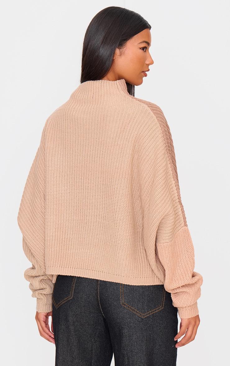 Stone Oversized Color Block Sweater Product Image