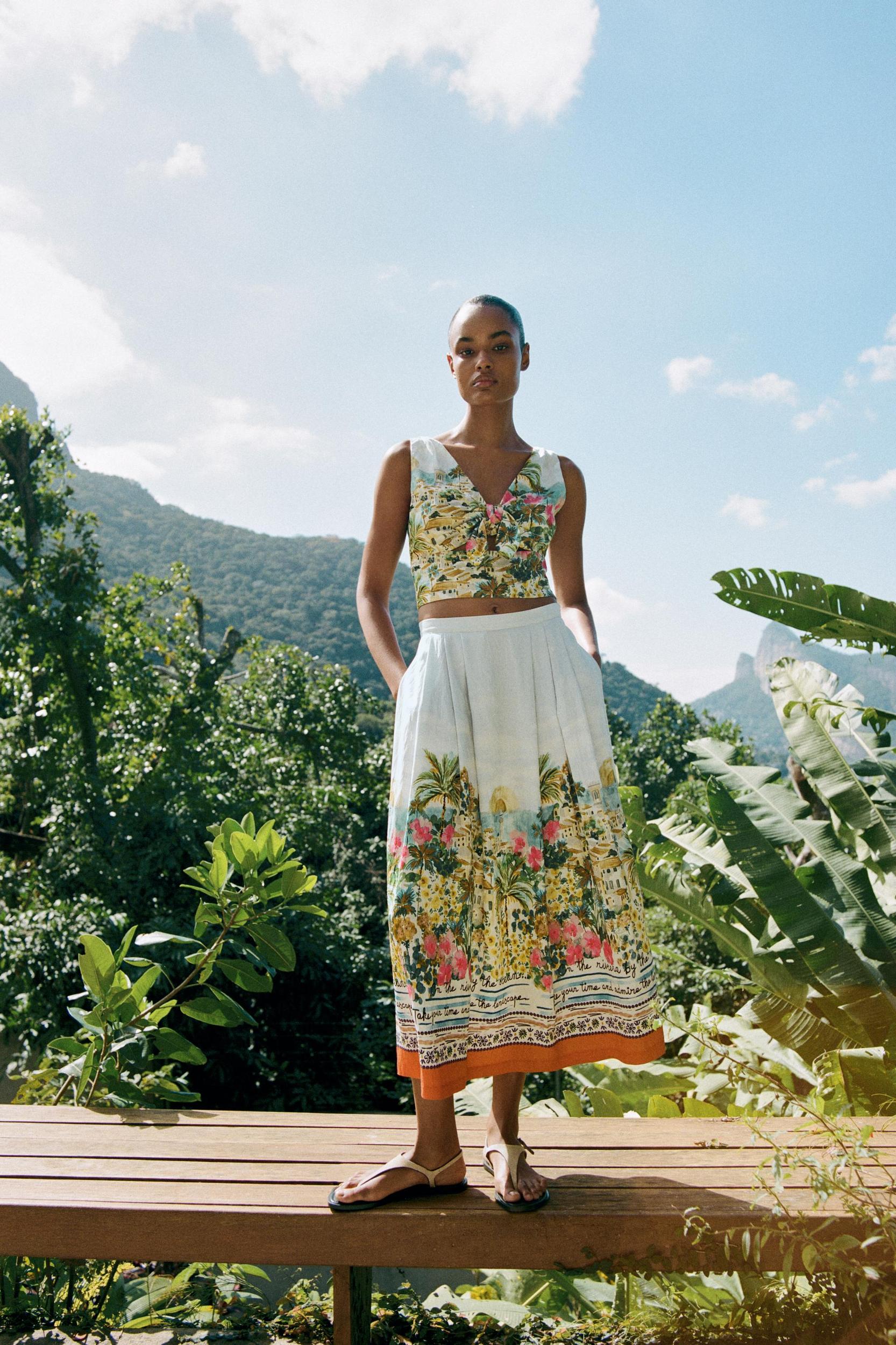 PRINTED MIDI CAPE SKIRT Product Image