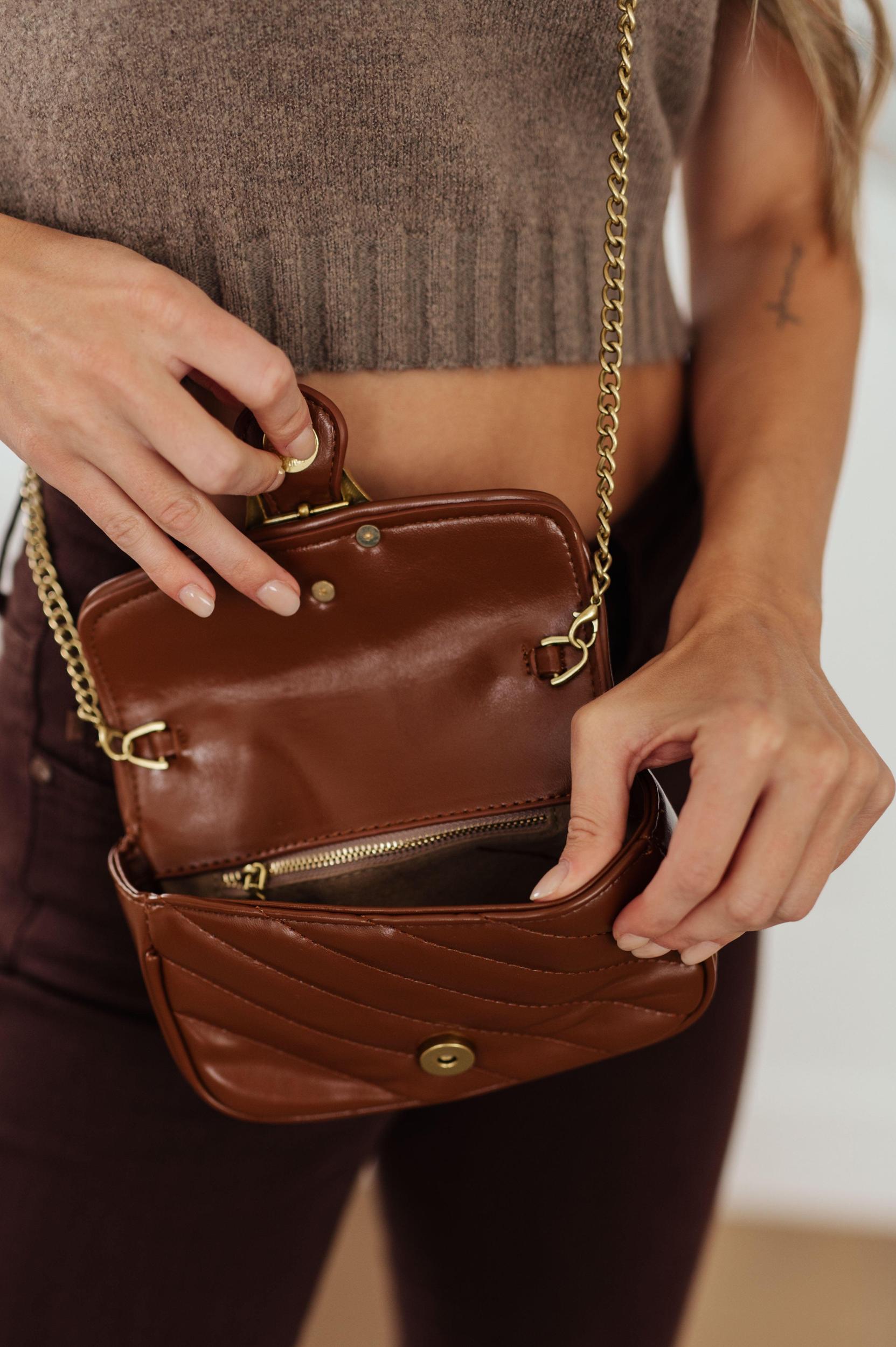 Classic Beauty Quilted Clutch in Brown Product Image