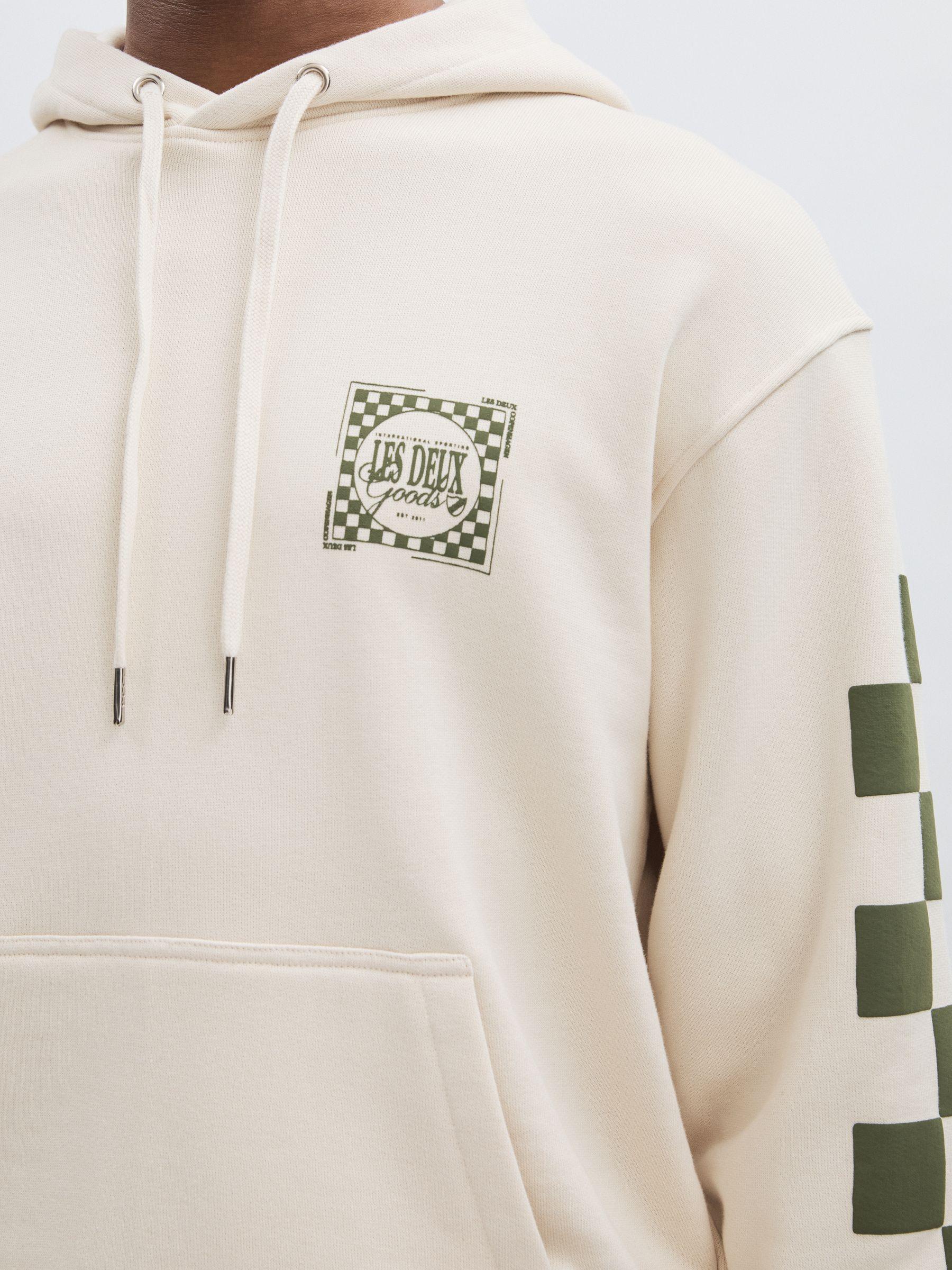 Les Deux 100% Cotton Goods Print Hoodie in Ivory/Green Product Image