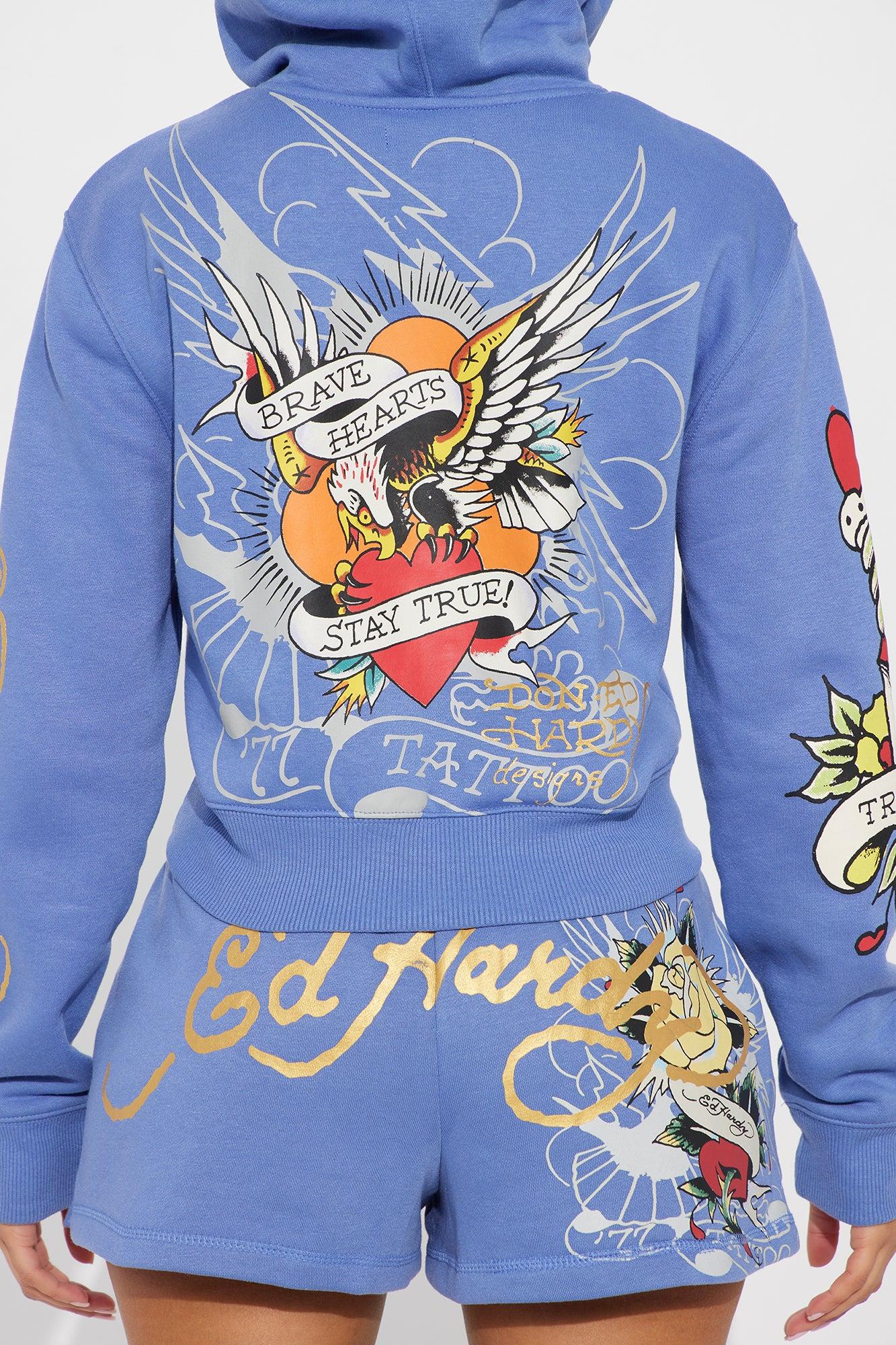 Ed Hardy Brave Eagle Shorts - Blue Product Image